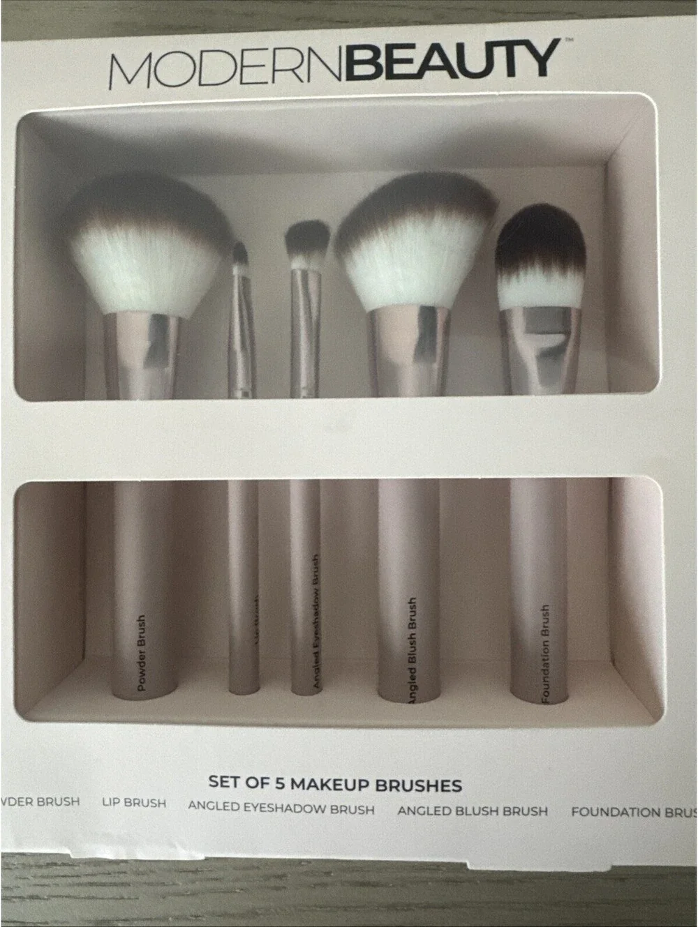 MODERN BEAUTY White Makeup Brush Set - 5 Piece Brush Set